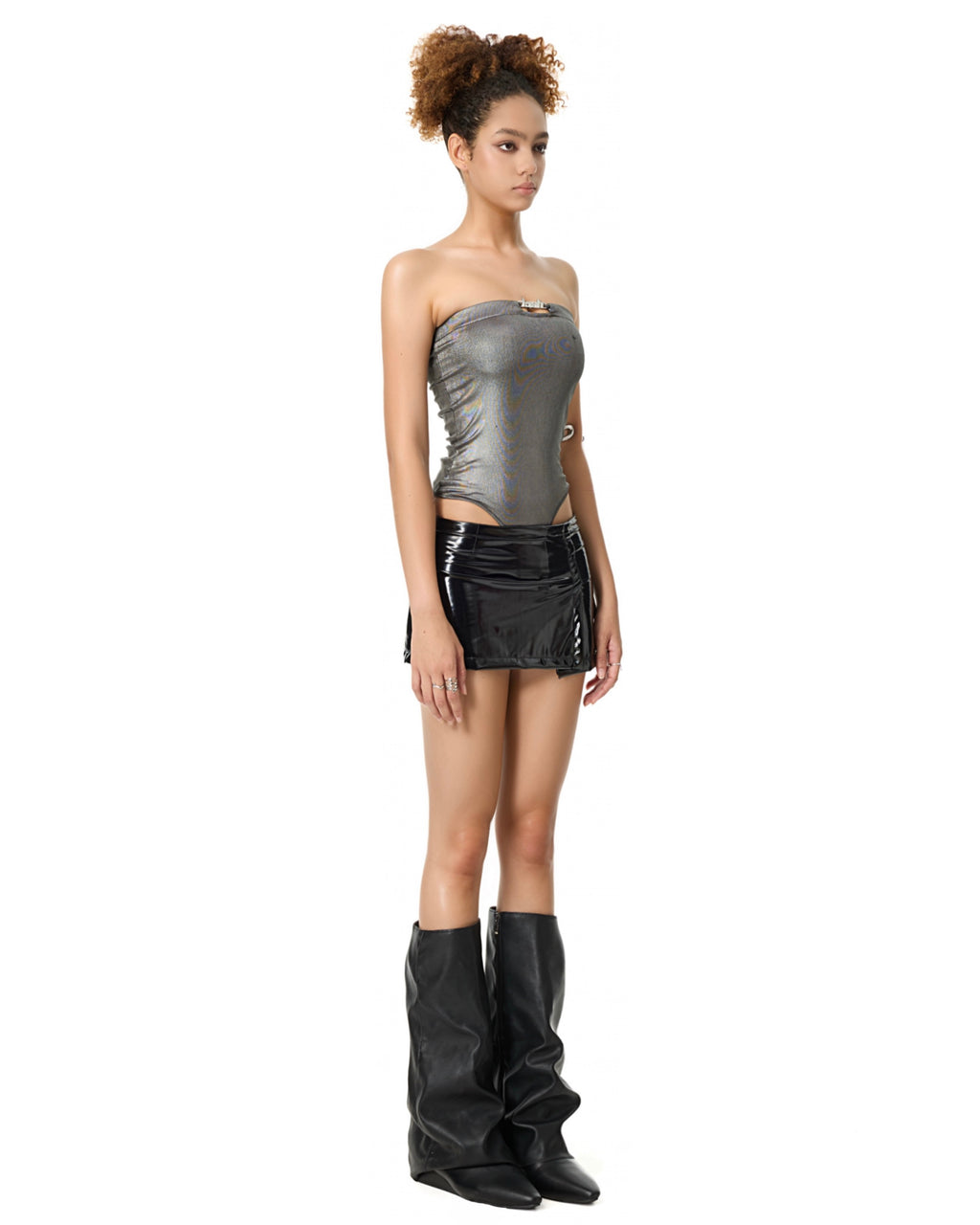 shiny steel bodysuit