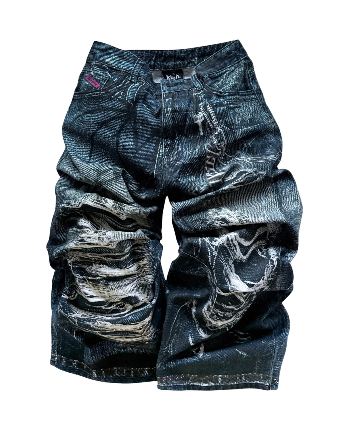 printer ripped jeans